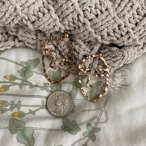 Gold Hollow out abstract face statement earrings
